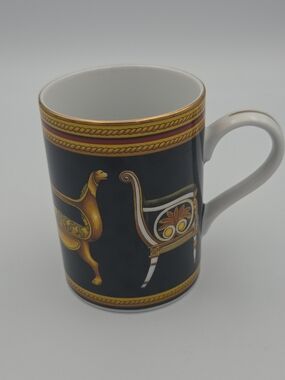 Vintage 80s Gucci Black and Gold Chairs Decorative Mug